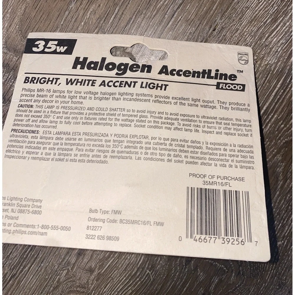 Philips Accentline Flood Halogen MR-16 Lamp 35W Flood Type FMW 35MR 16/FL